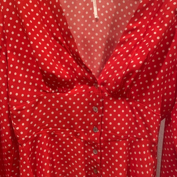 SOLD-Free People Red Polkadot Blouse - Picture 5 of 6